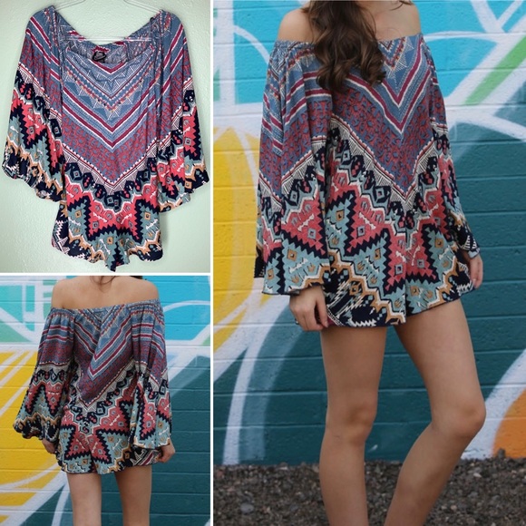 Angie Pants - Last One! Boho Romper Size Small Off Shoulder